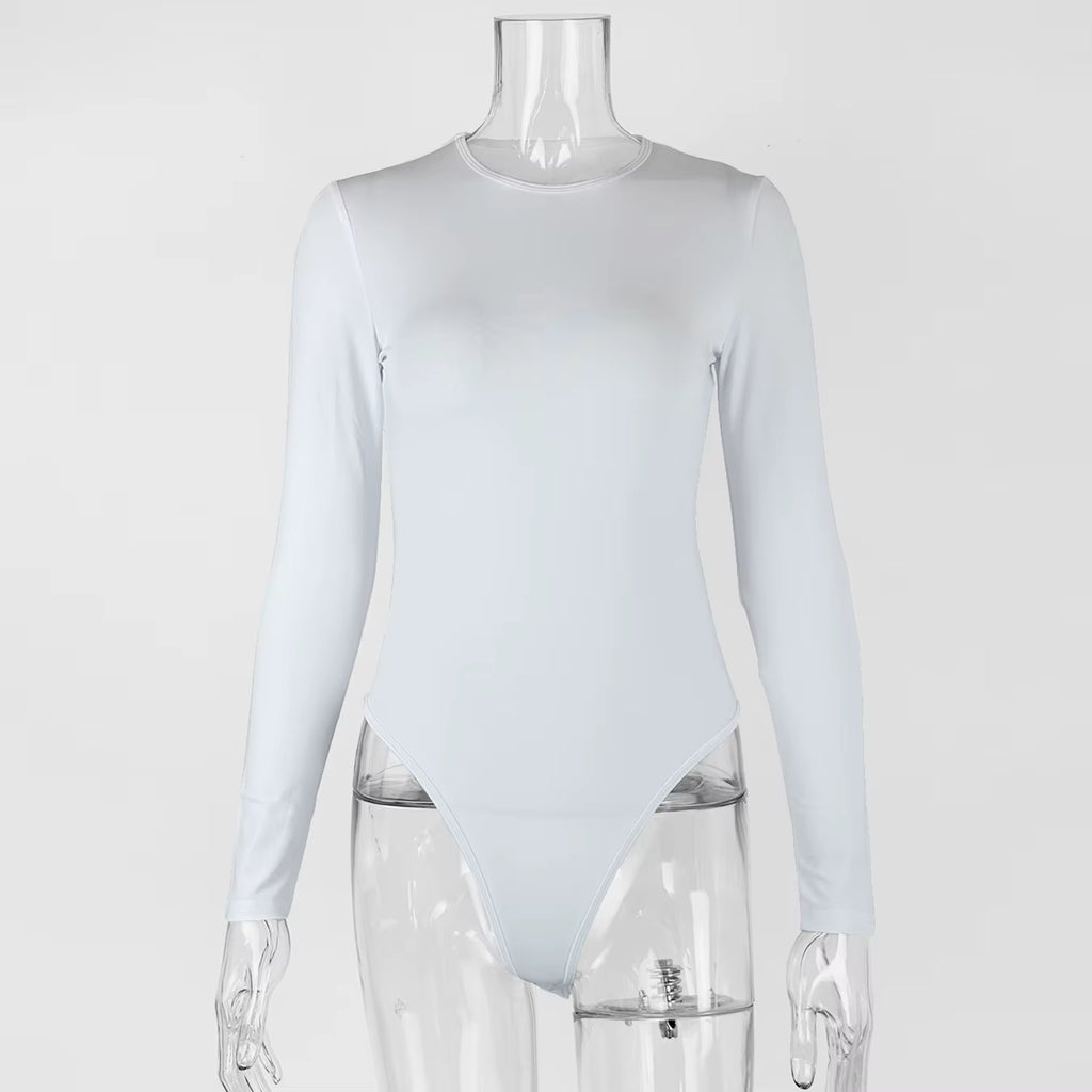 Women's Silk Bodysuit Long Sleeve Jumpsuit – Skinny Fit Romper
