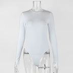 Women's Silk Bodysuit Long Sleeve Jumpsuit – Skinny Fit Romper