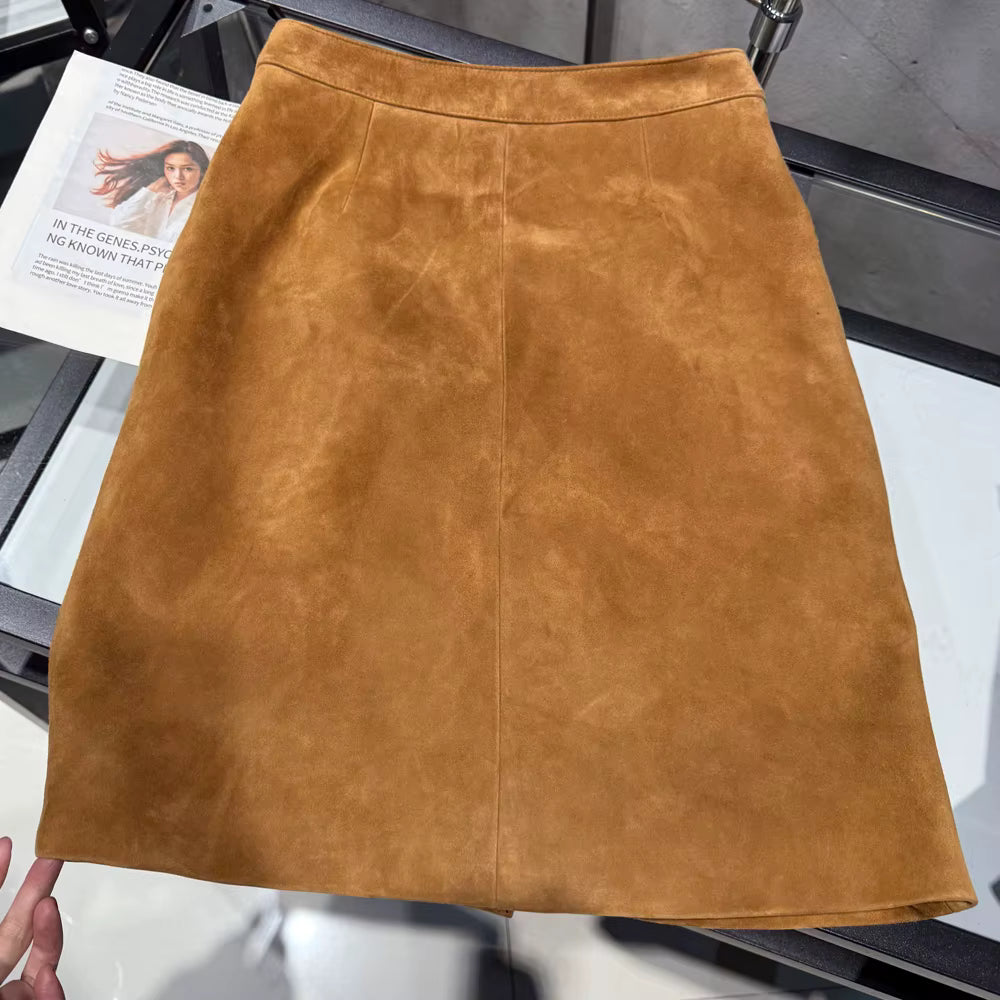 Women's Genuine Suede Leather Pencil Skirt | Windia