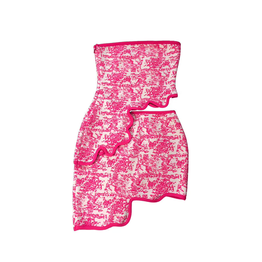 Strapless Asymmetric Two-Piece Mini Skirt Set | Windia