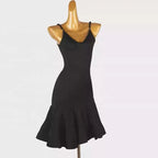High-End Latin Dance Dress | Professional Ballroom Art Exam Dress | Black Strapless Silk/Cotton - Windia
