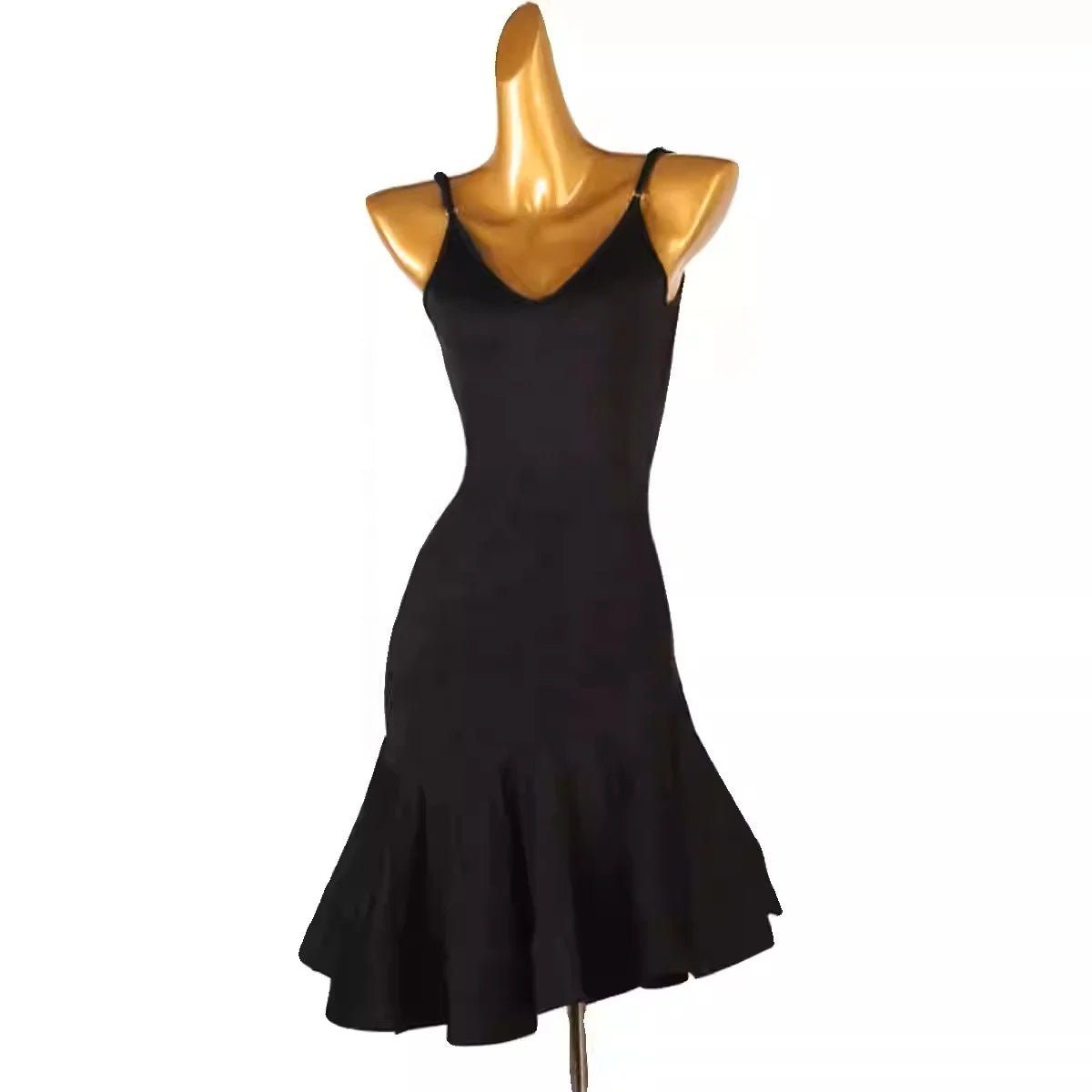 High-End Latin Dance Dress | Professional Ballroom Art Exam Dress | Black Strapless Silk/Cotton - Windia