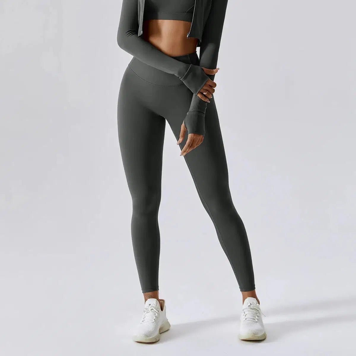 High Waist Scrunch Butt Yoga Leggings, No Front Seam Nylon Tights Gray Windia
