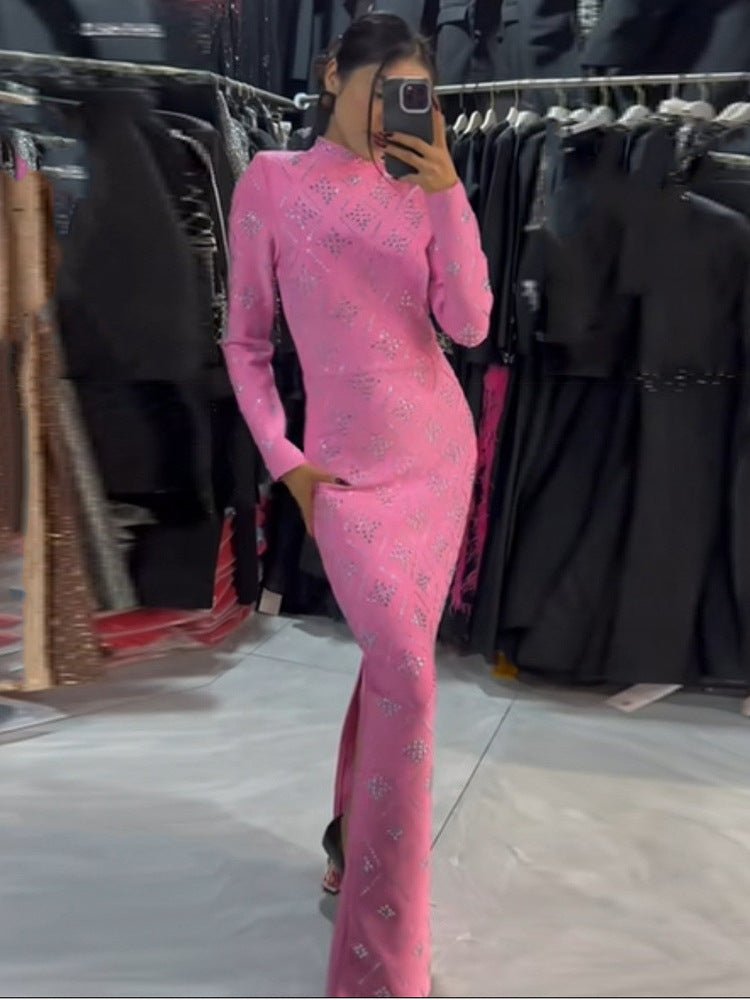 Hot Drilling Maxi Dress | Long Sleeve Party Dress for Women - Windia