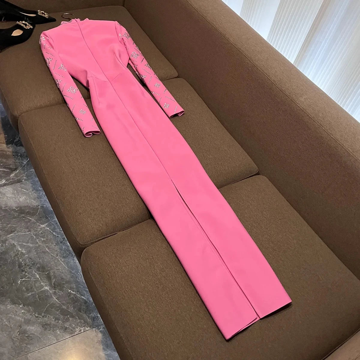 Hot Drilling Maxi Dress | Long Sleeve Party Dress for Women - Windia