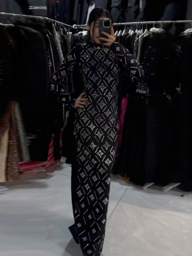 Hot Drilling Maxi Dress | Long Sleeve Party Dress for Women - Windia