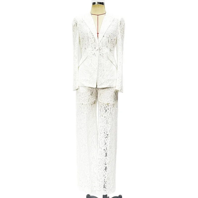 Lace Office Blazer & Pants Set – Women's 2-Piece Suit - Windia