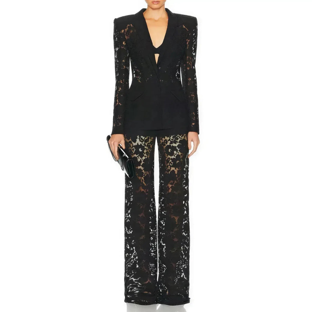 Lace Office Blazer & Pants Set – Women's 2-Piece Suit S Windia