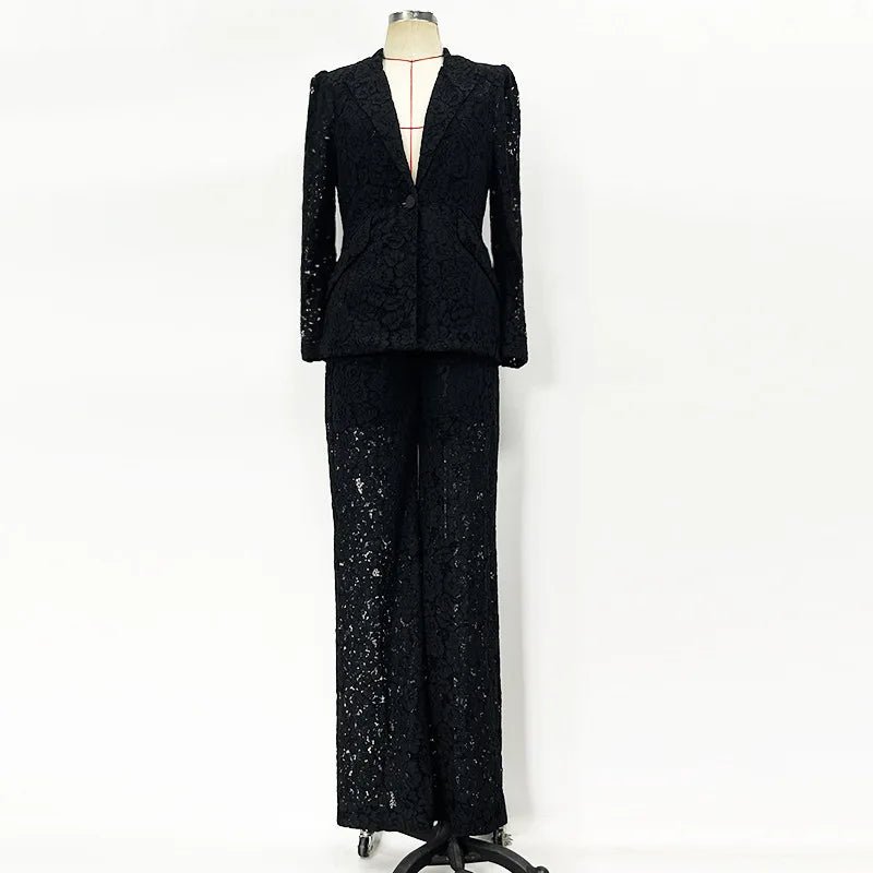 Lace Office Blazer & Pants Set – Women's 2-Piece Suit - Windia