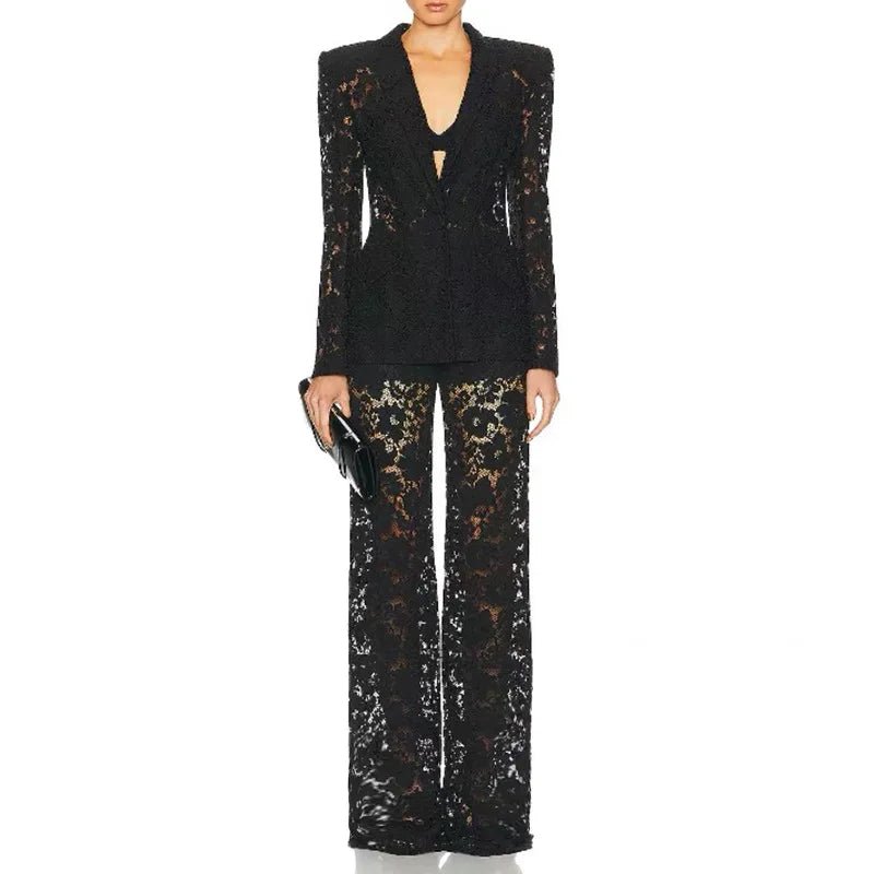 Lace Office Blazer & Pants Set – Women's 2-Piece Suit - Windia