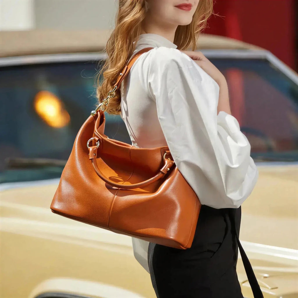 Leather Shoulder Tote Bag – Big Capacity Luxury Ladies Handbag Black Windia