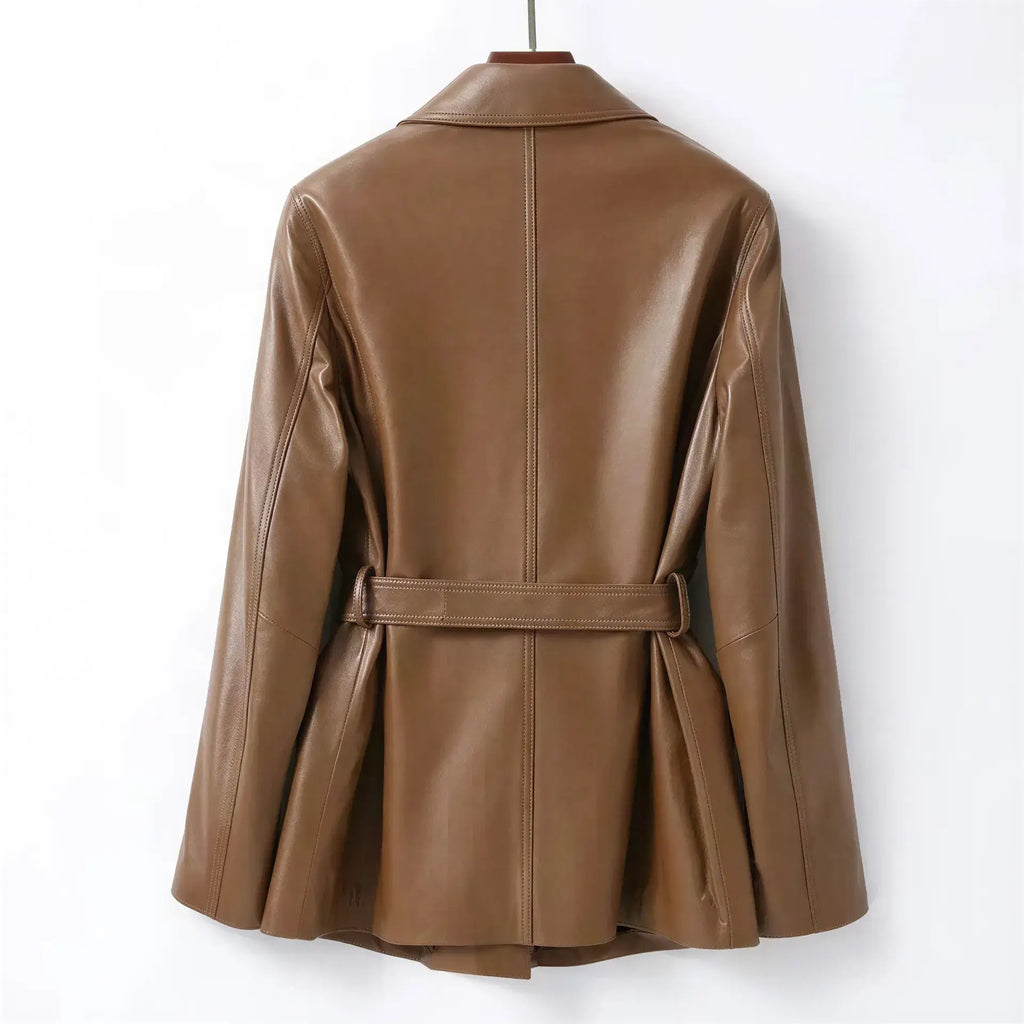 Luxurious Genuine Sheepskin Women's Leather Jacket with Waterproof & Windproof Features - Windia