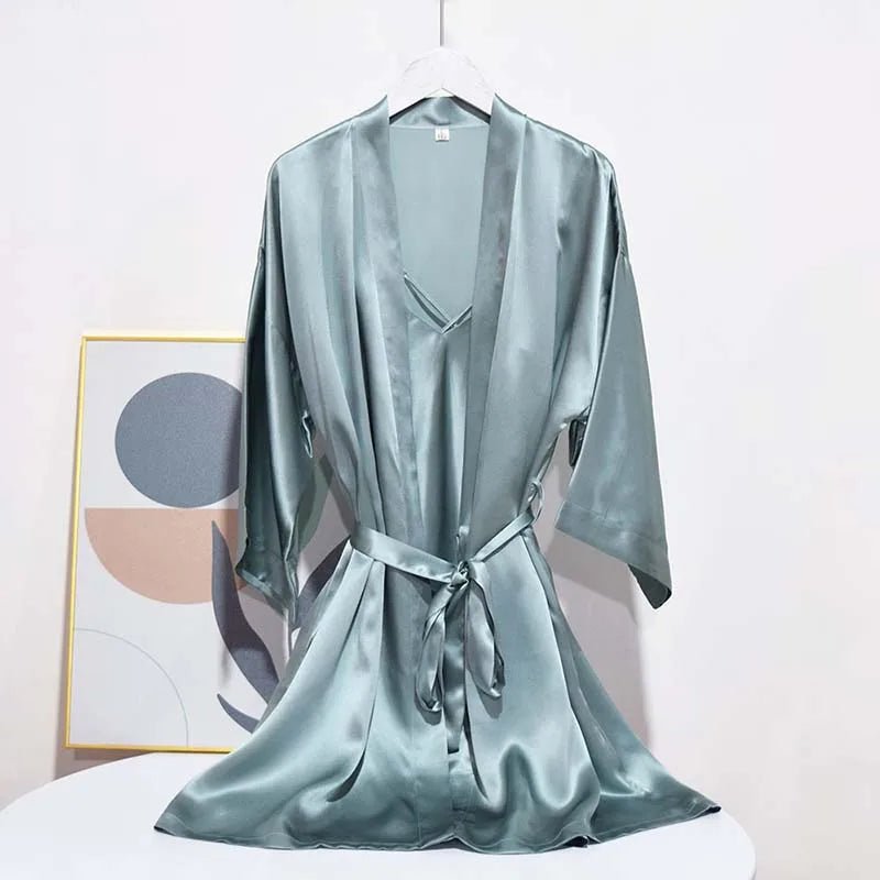 Luxury 100% Mulberry Silk Sleepwear Robe Set - Windia