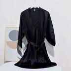 Luxury 100% Mulberry Silk Sleepwear Robe Set Red Windia