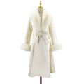 Luxury Wool Coat with Detachable Fox Fur Collar - Women's Winter Outerwear - Windia