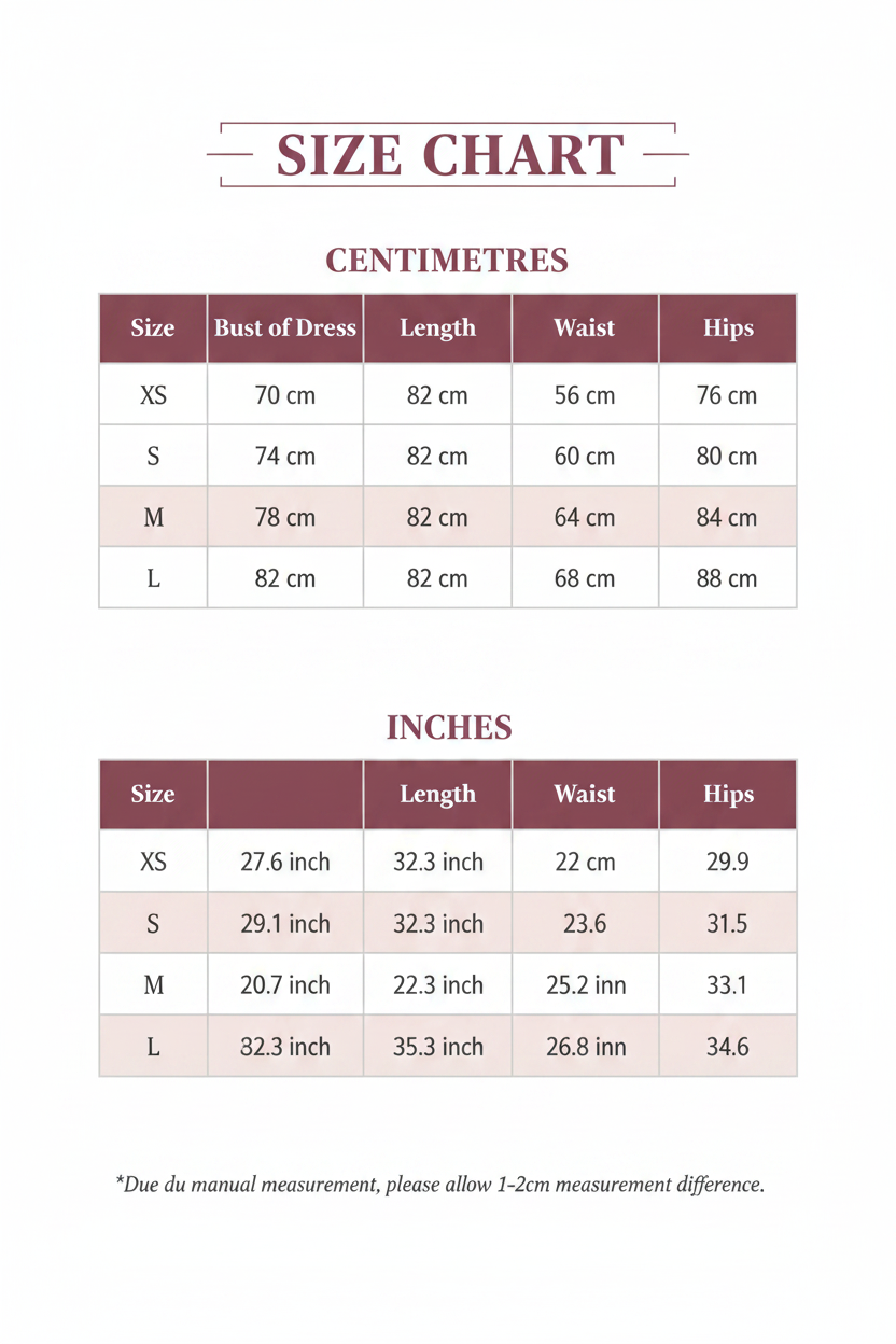 Ostrich Feather Dress Size Chart