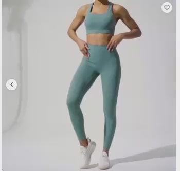 Women's 2-Piece Yoga Set – High Waist Sports Bra & Shorts or Leggings | Quick-Dry Gym Fitness Set