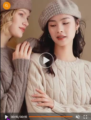 Women's Cashmere Knit Two-Piece Set | Cable Knit Sweater & Wide Leg Pants | Autumn Winter Loungewear