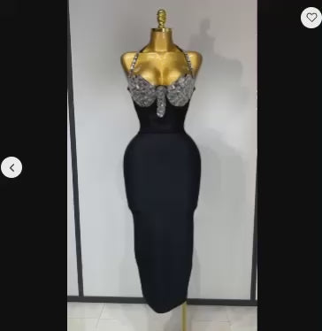 Black Embellished Bodycon Party Dress | Windia