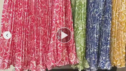 Women's Vintage High Waist Pleated Midi Skirt