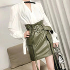 Sheepskin Leather A-Line Mini Skirt - Timeless Fashion Staple S Windia