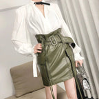 Sheepskin Leather Mini Skirt - Windia