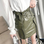 Sheepskin Leather Mini Skirt - Windia