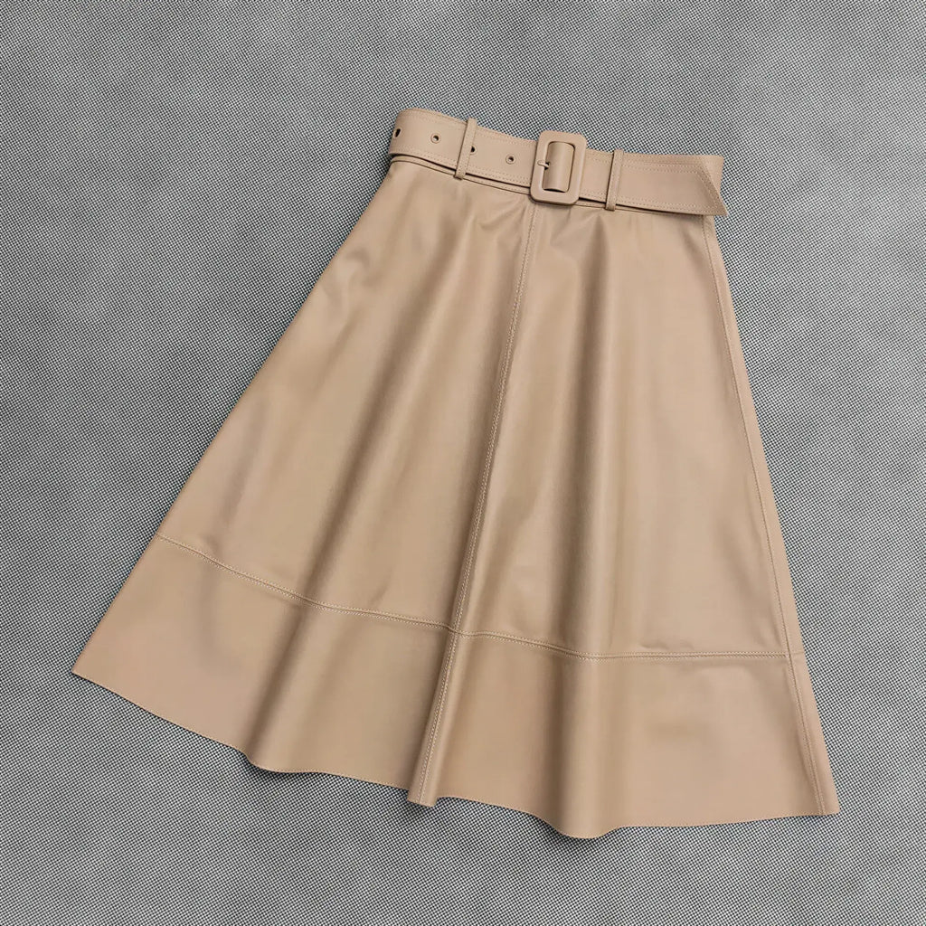 Spring New Fashion Long Leather Skirt – High Waist Real Leather Skirt for Women M Windia