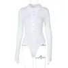 Tight Long Sleeve Lapel Women's Bodysuit Jumpsuit S Windia