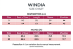 Windia pink-and-white size chart