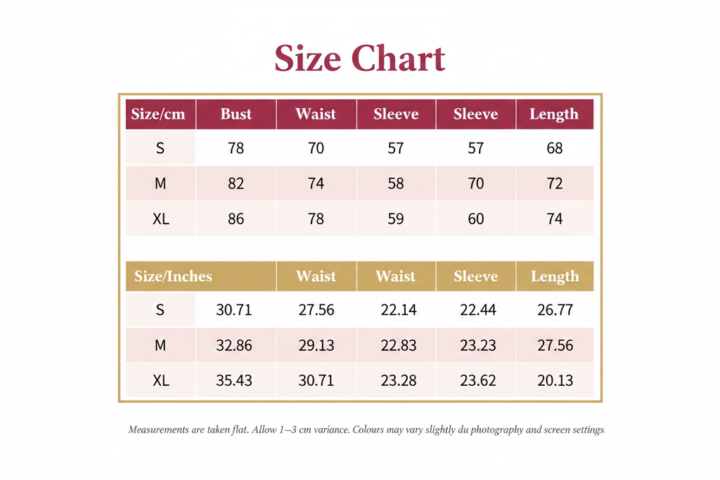 Windia Size Chart