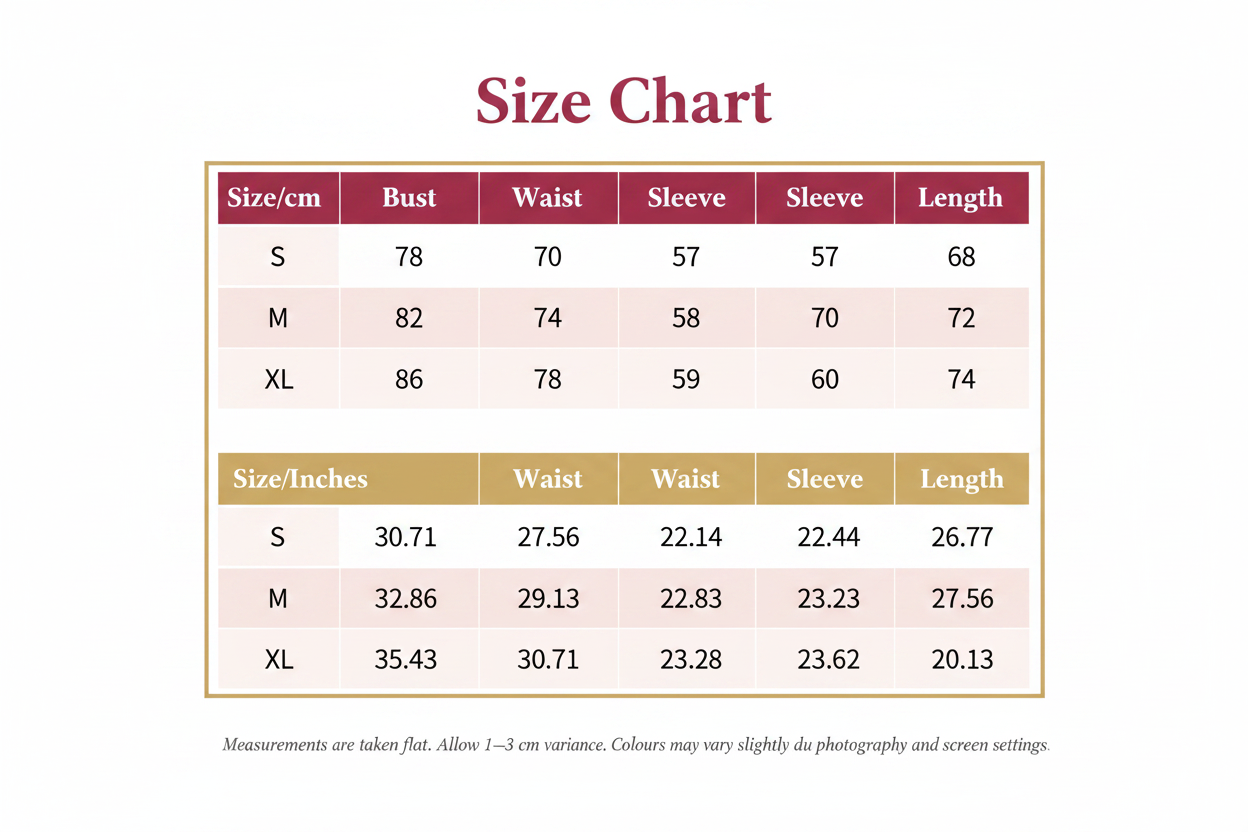 Windia Size Chart