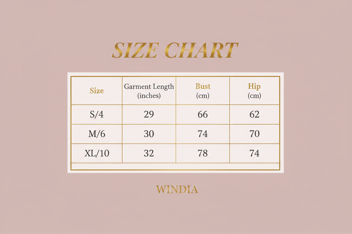 Windia Size Chart