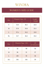 Windia Size Chart