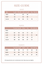 Windia Size Guide