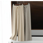 Women's 100% Wool Wide Leg Pants – High Waist Knit Trousers S Windia