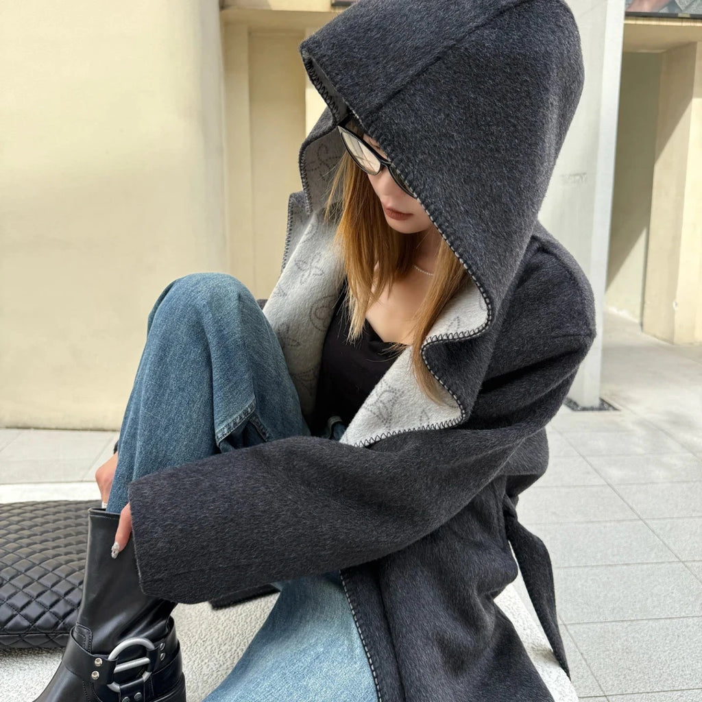 Women's Alpaca Wool Blouson Coat | Hooded Winter Coat - Windia