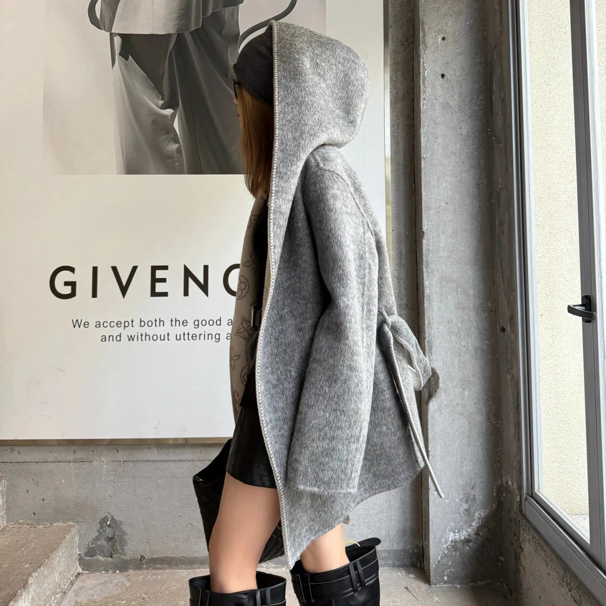 Women's Alpaca Wool Blouson Coat | Hooded Winter Coat - Windia