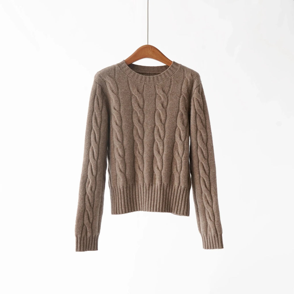 Women's Cashmere Knit Two-Piece Set | Cable Knit Sweater & Wide Leg Pants | Autumn Winter Loungewear - Windia