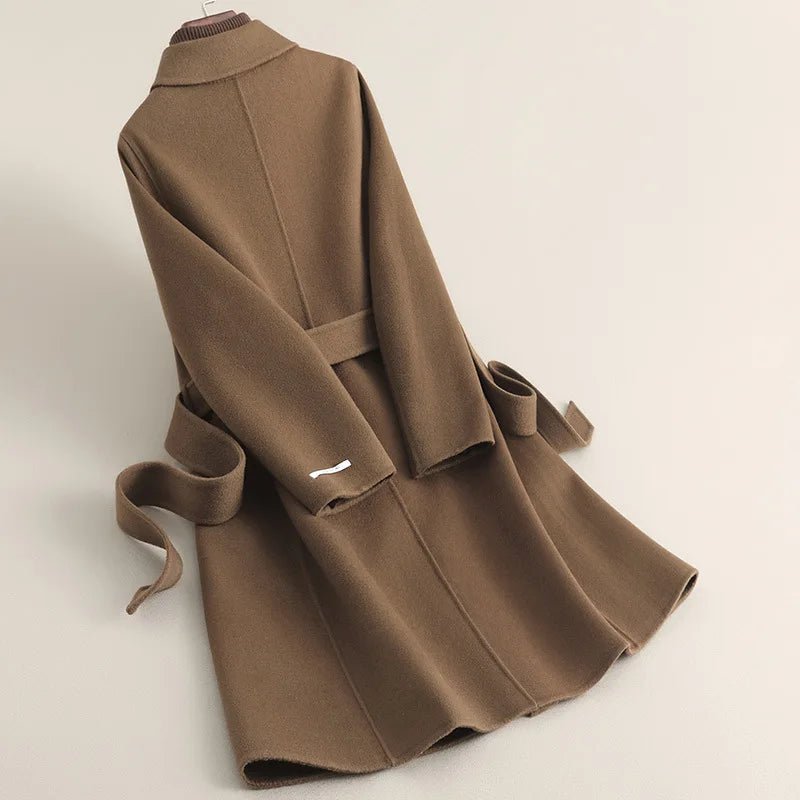 Women's Cashmere Wool Coat | Elegant Long Double-Sided Spring Coat - Windia