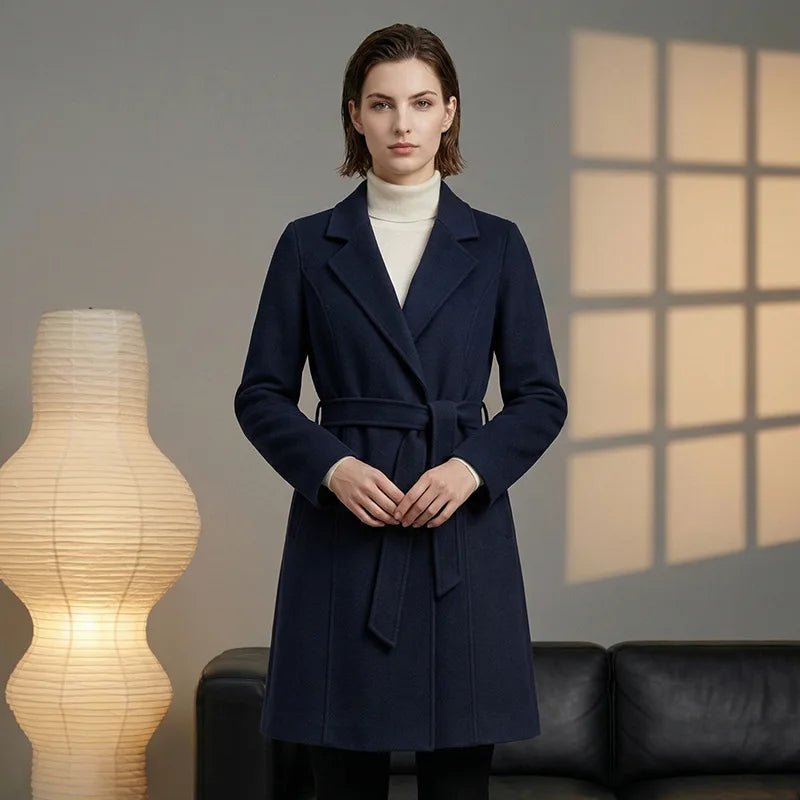 Women's Cashmere Wool Coat | Elegant Long Double-Sided Spring Coat - Windia