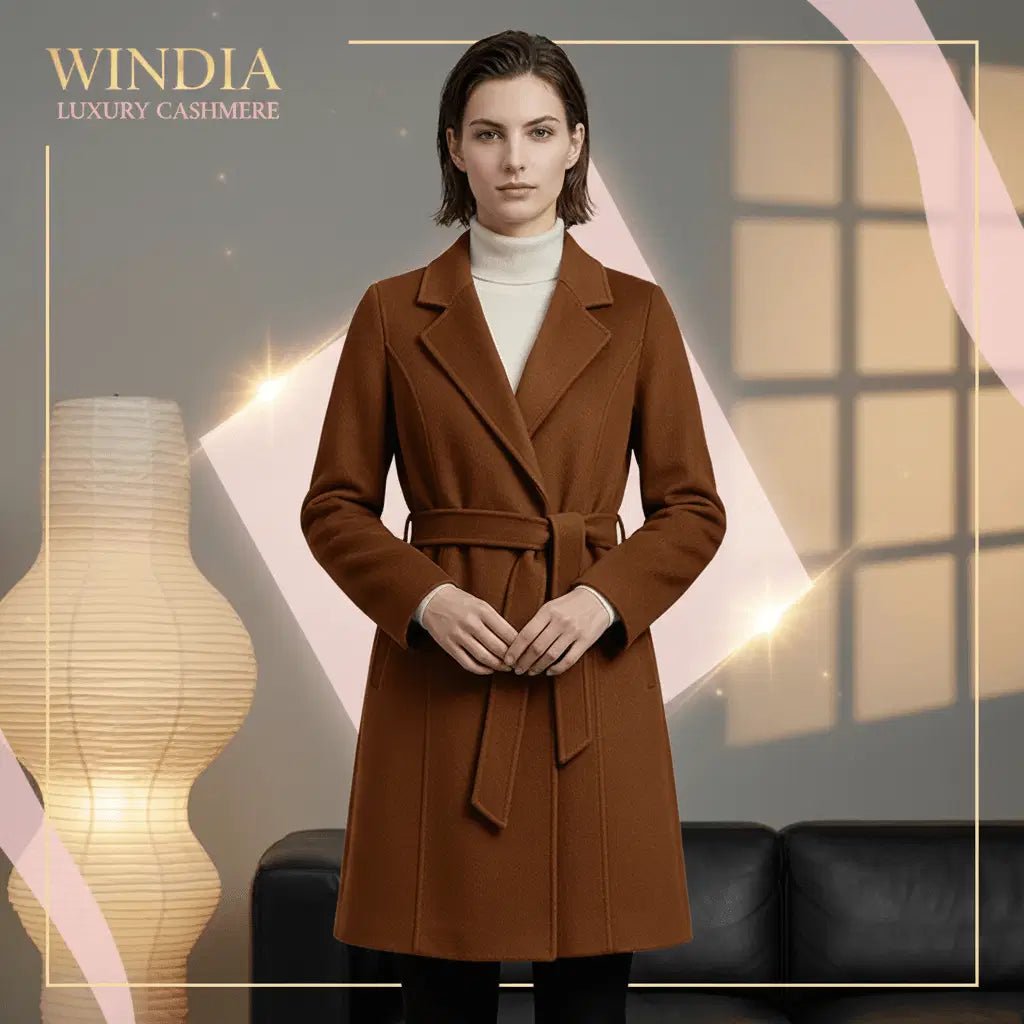 Women's Cashmere Wool Coat | Elegant Long Double-Sided Spring Coat S Windia