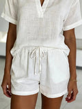 Women's Casual Cotton V-Neck Shorts Set - Windia