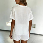 Women's Casual Cotton V-Neck Shorts Set - Windia