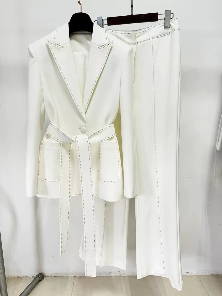 Women's Formal Blazer & Pants Set — Long Sleeve Office Suit - Windia