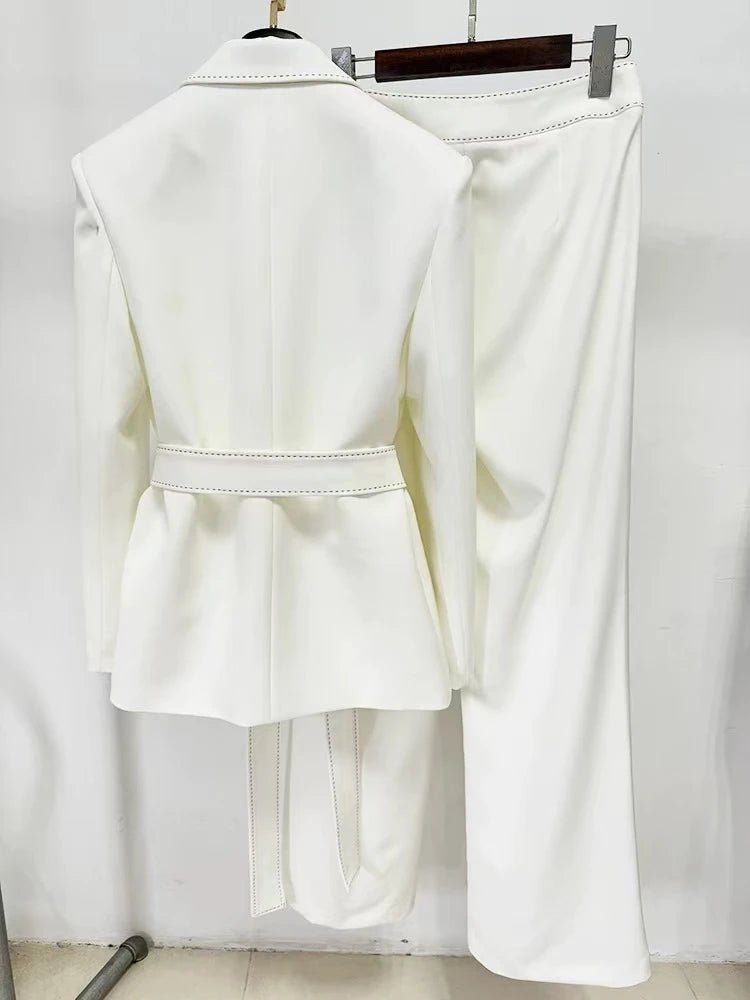Women's Formal Blazer & Pants Set — Long Sleeve Office Suit - Windia