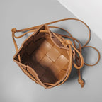 Women's Leather Woven Bucket Bag | Shoulder Bag - Windia