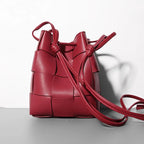 Women's Leather Woven Bucket Bag | Shoulder Bag - Windia