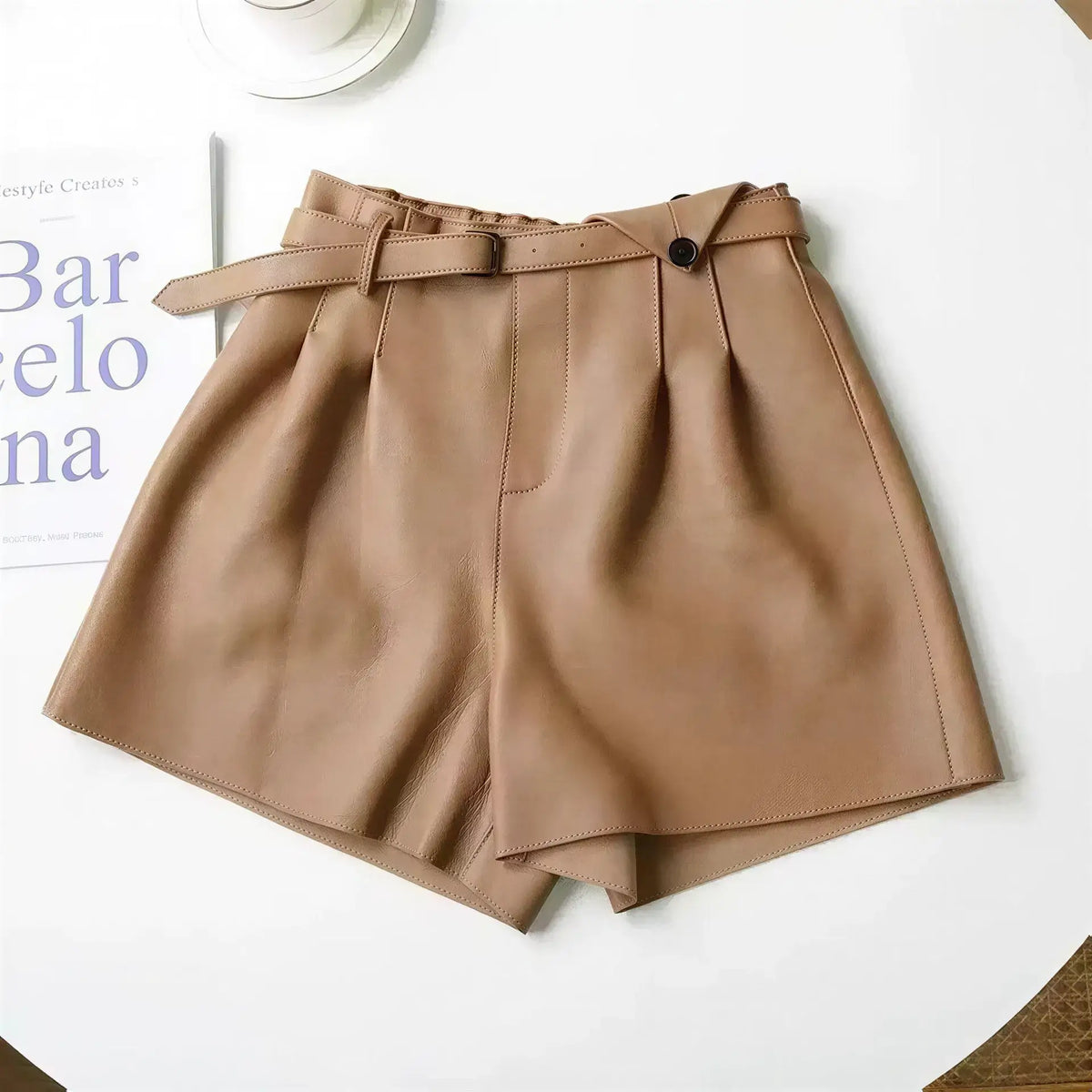 Women's High Waist Leather Shorts Wide Leg Shorts M Windia