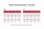 Women's Hooded Casual Sweatshirt | Size Chart | Windia